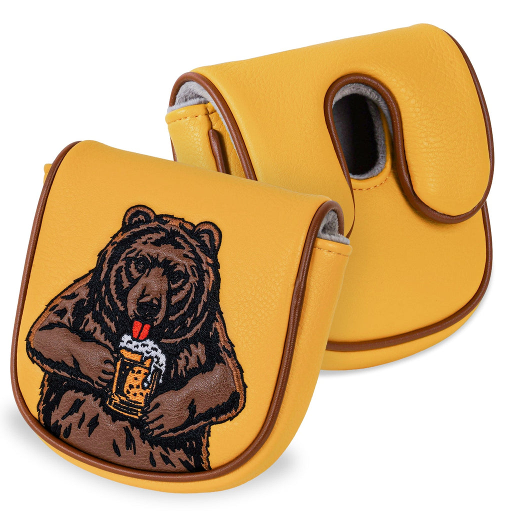 Dark Yellow Brown Bear Golf Headcover Set
