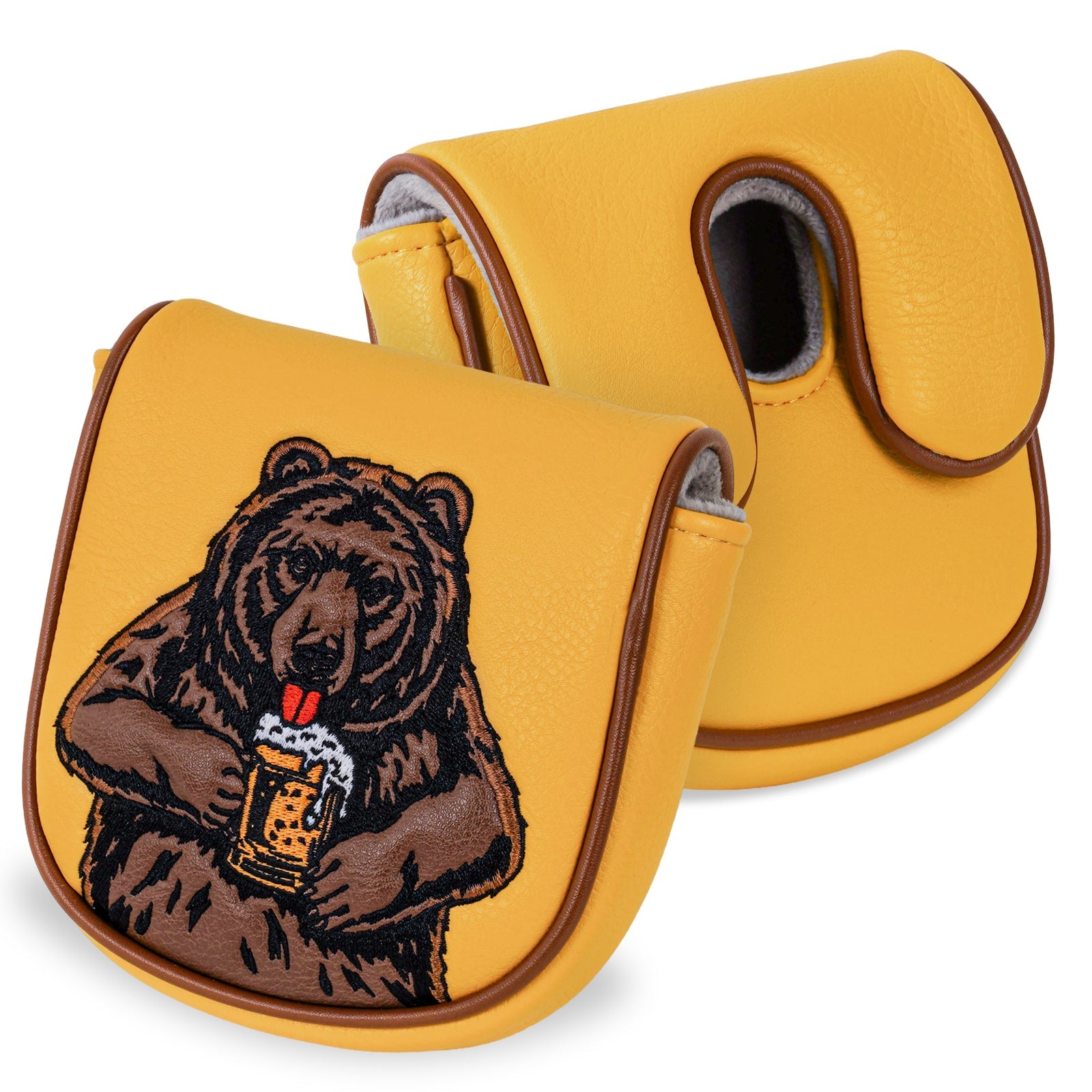 Dark Yellow Brown Bear Golf Headcover Set