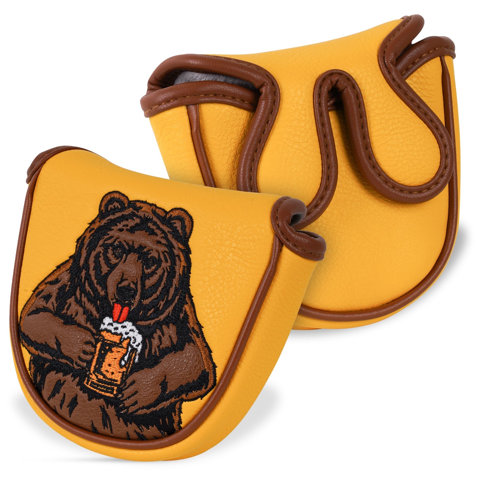 Dark Yellow Brown Bear Golf Headcover Set