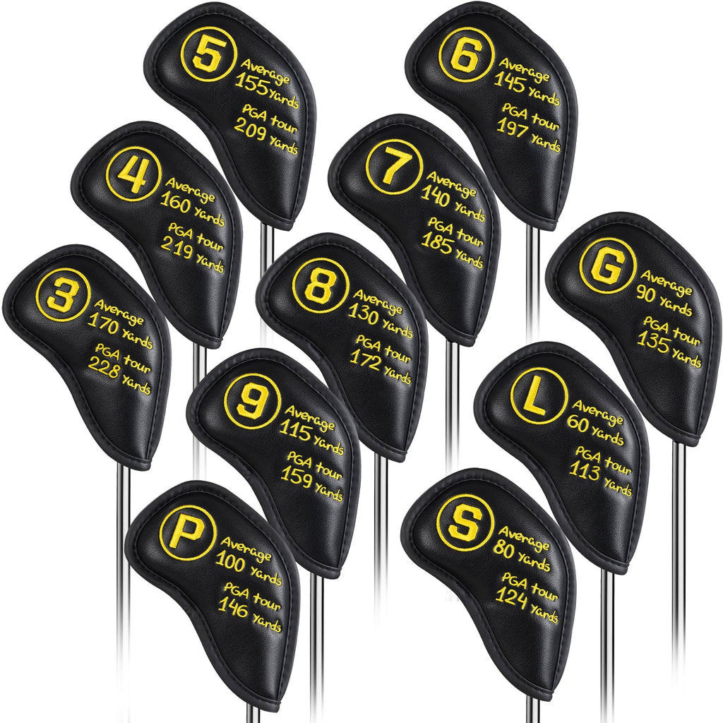 Black PU Yellow Stitch Iron Cover 11pcs (3-9,P,G,S,L)
