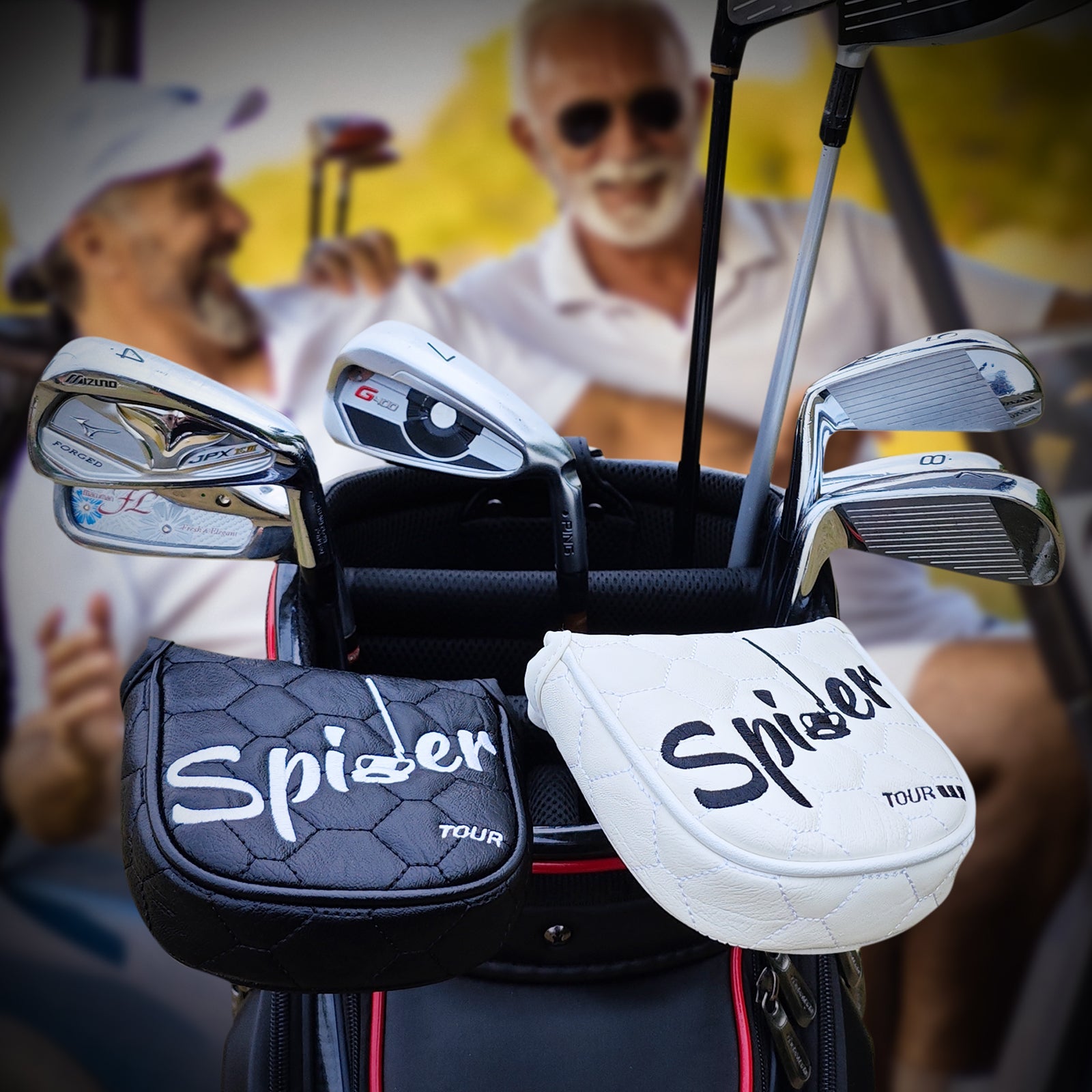 White PU Spider Square Putter Head Cover