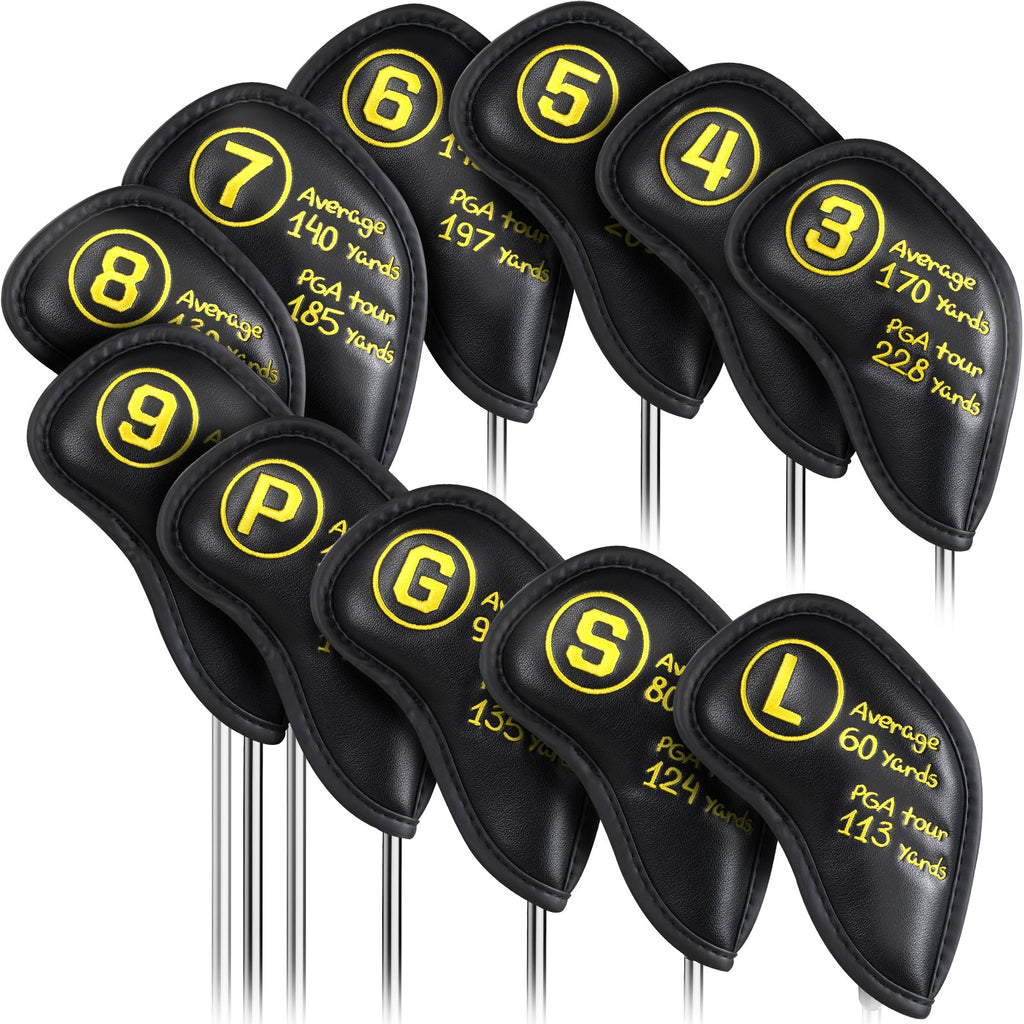Black PU Yellow Stitch Iron Cover 11pcs (3-9,P,G,S,L)
