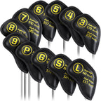 Black PU Yellow Stitch Iron Cover 11pcs (3-9,P,G,S,L)