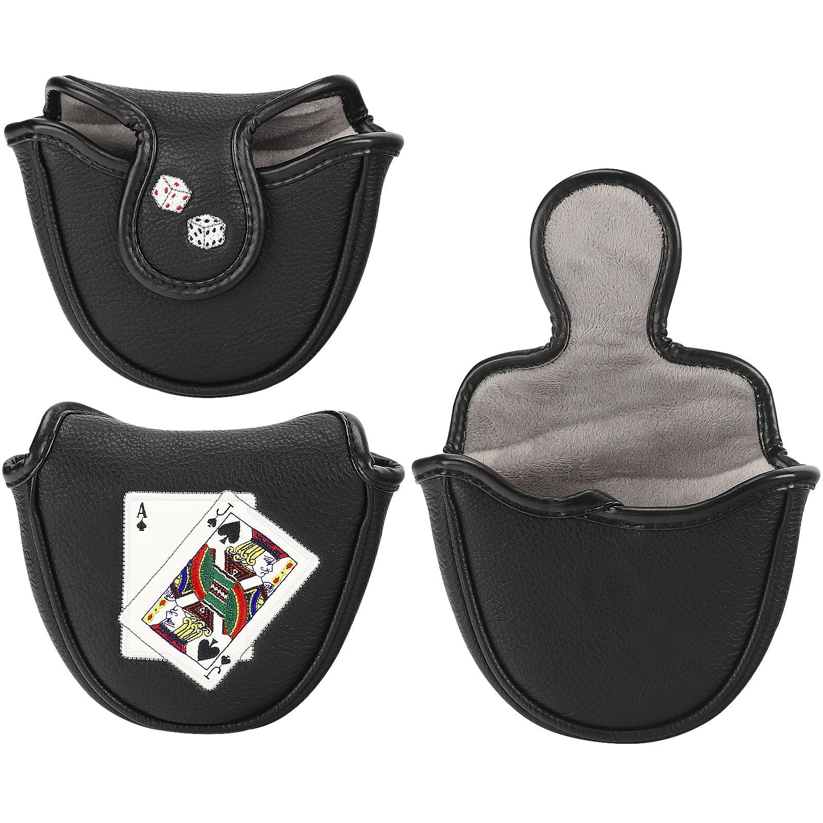 Ace and Jack Black Mallet Head Cover-CraftsmanGolf