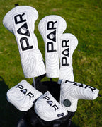 White Map Pattern PAR Patch Golf Headcover Set