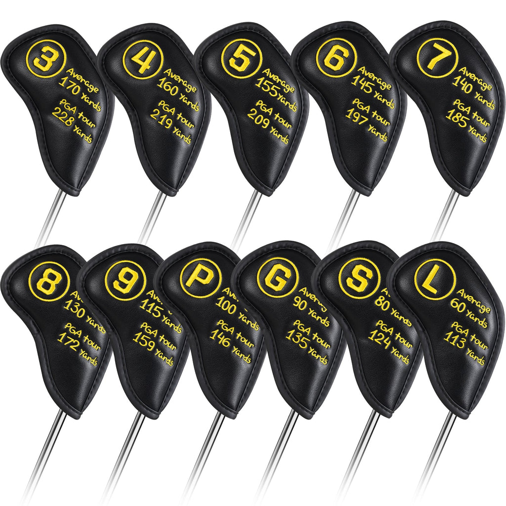 Black PU Yellow Stitch Iron Cover 11pcs (3-9,P,G,S,L)