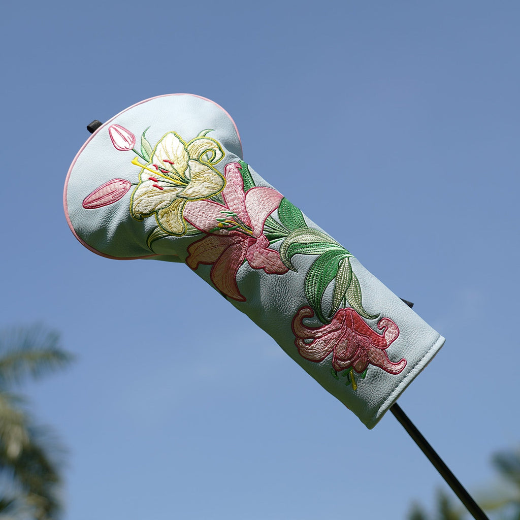 Blue PU Lily Driver Golf Headcover