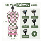 Green Plaid with Pink Patch Accent Golf Diver Cover