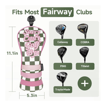 Green Plaid with Pink Patch Accent Golf Diver Cover