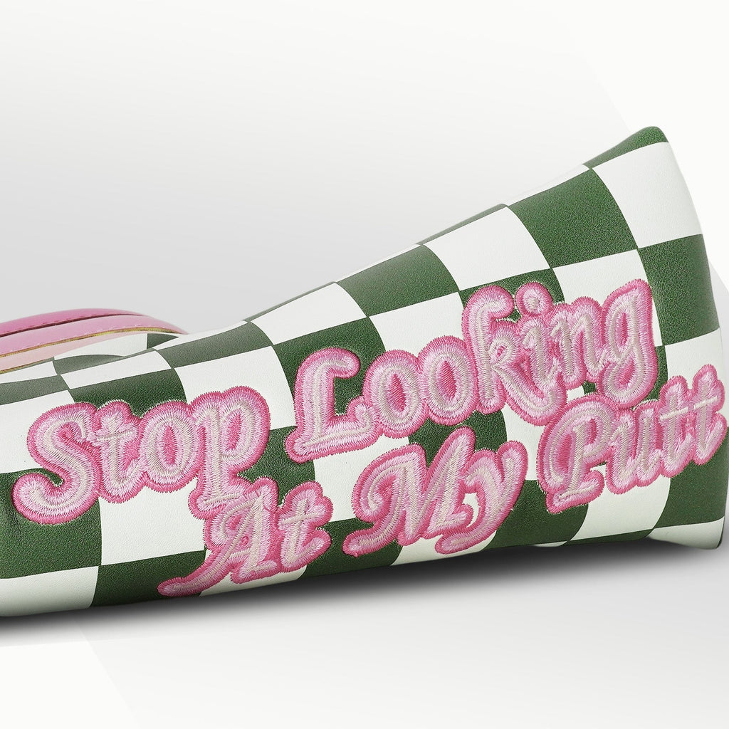 Green Plaid with Pink Patch Stripes Blade Putter Cover