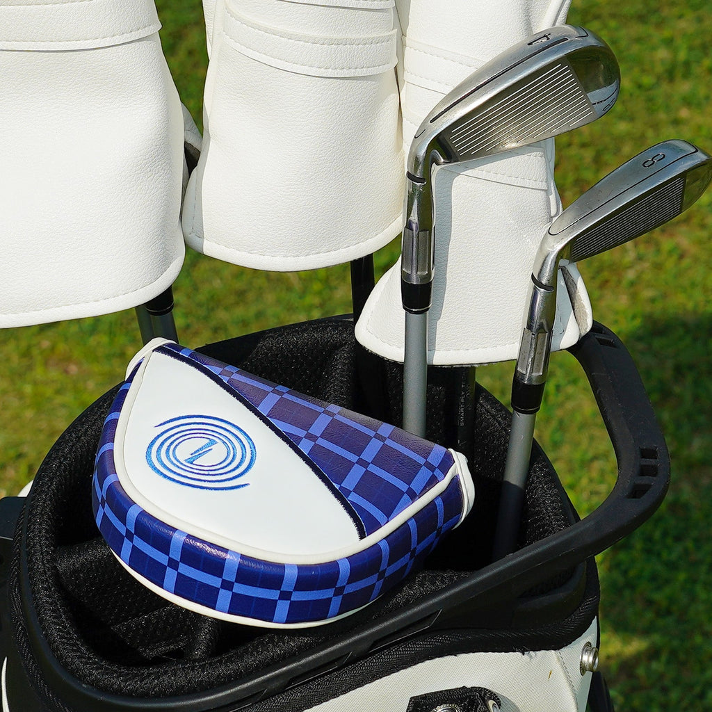 Blue Plaid Mosquito Coil Mallet Putter Cover