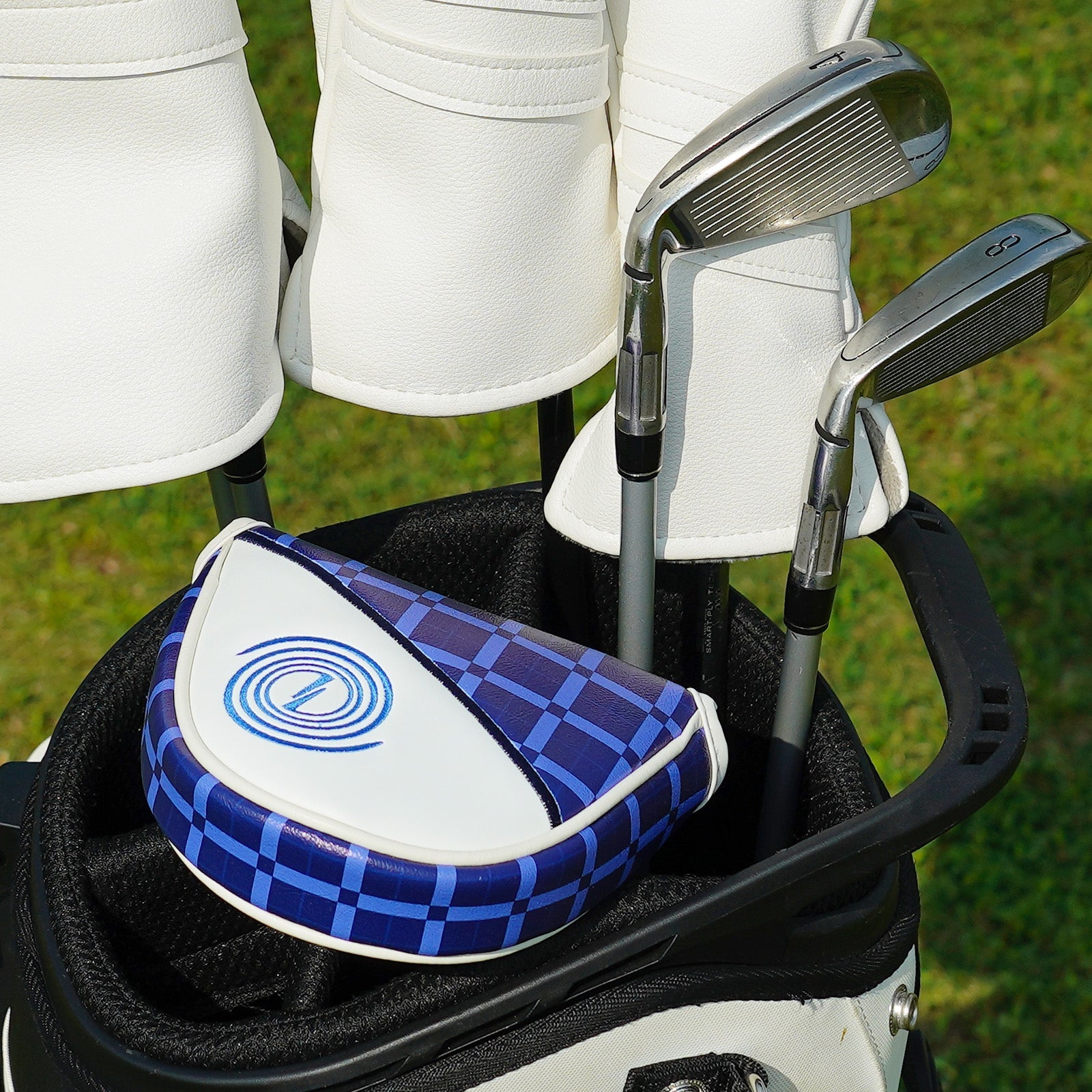 Blue Plaid Mosquito Coil Mallet Putter Cover
