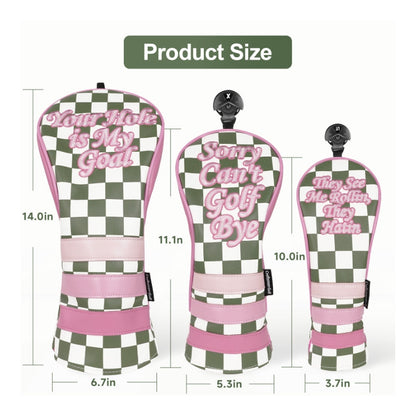Green Plaid with Pink Patch Accent Golf Diver Cover