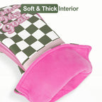 Green Plaid with Pink Patch Accent Golf Diver Cover