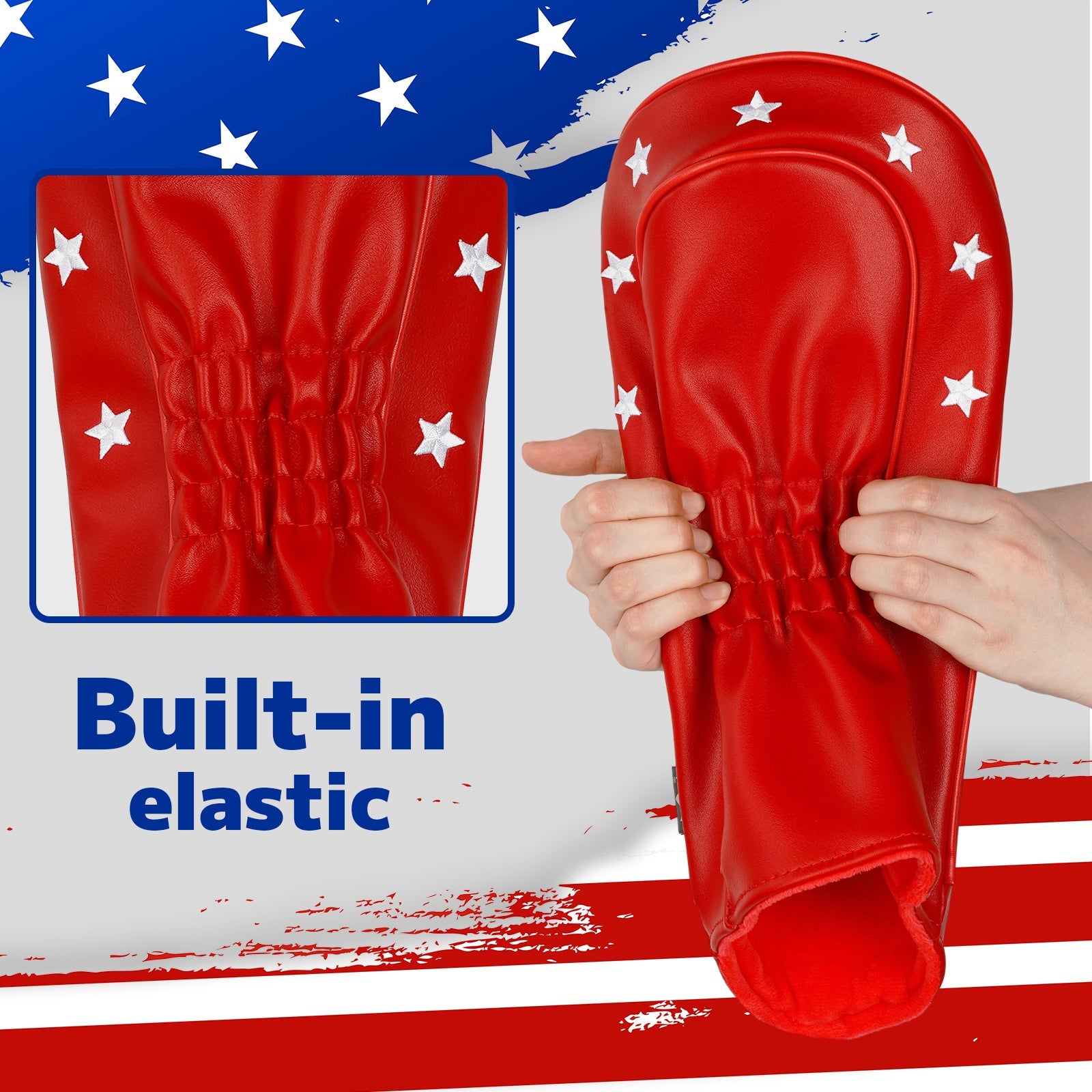 Black Red MAGA Embroidery Three-piece Driver Head Cover