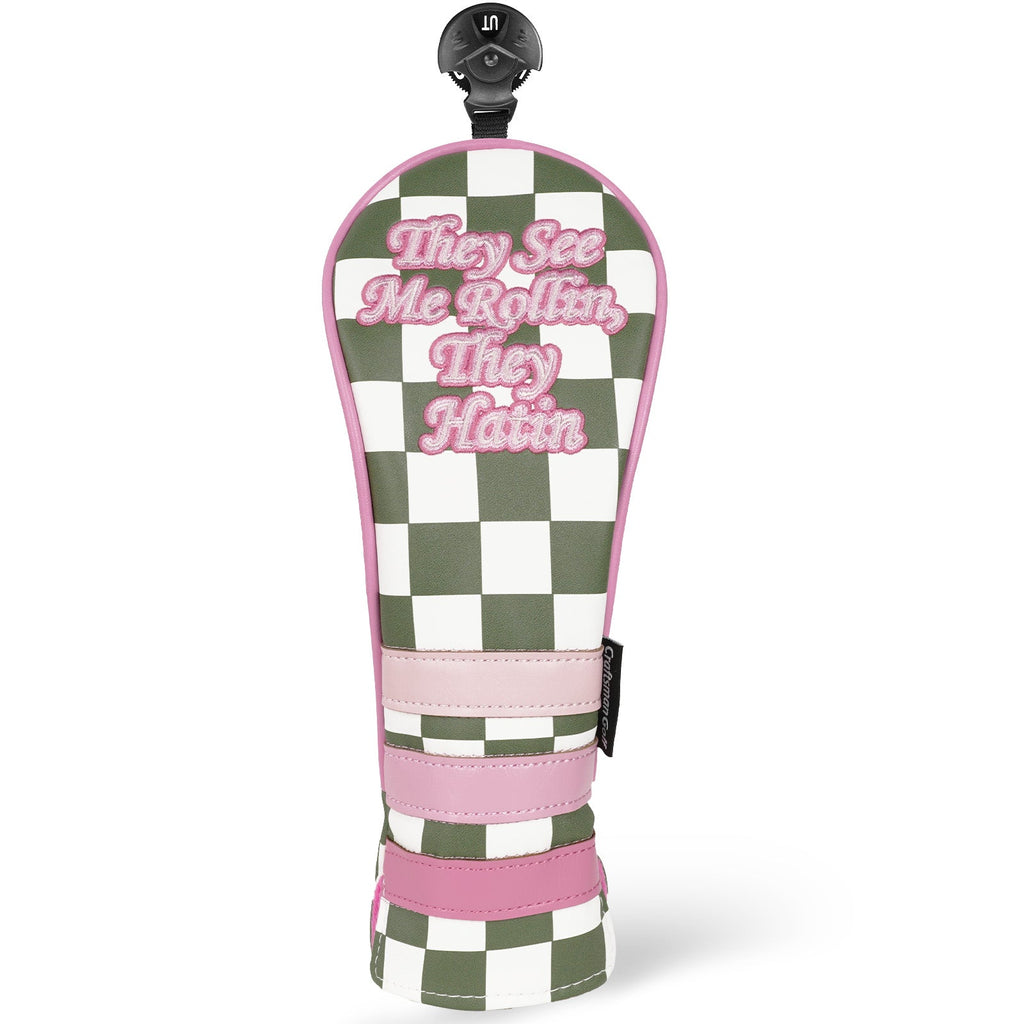 Green Pink Check Golf Headcover Set