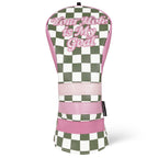 Green Pink Check Golf Headcover Set