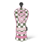 Green Plaid with Pink Patch Accent Golf Diver Cover