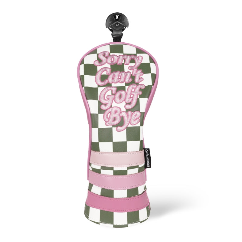 Green Plaid with Pink Patch Accent Golf Diver Cover