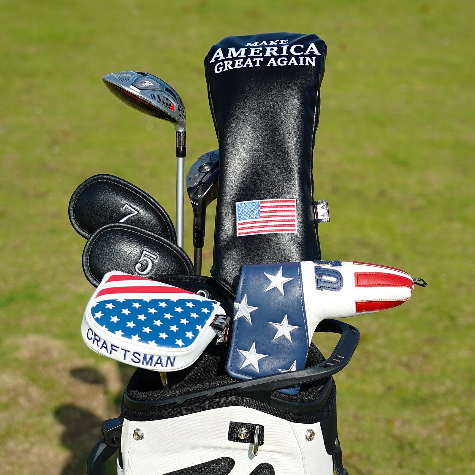 Black Red MAGA Embroidery Three-piece Driver Head Cover