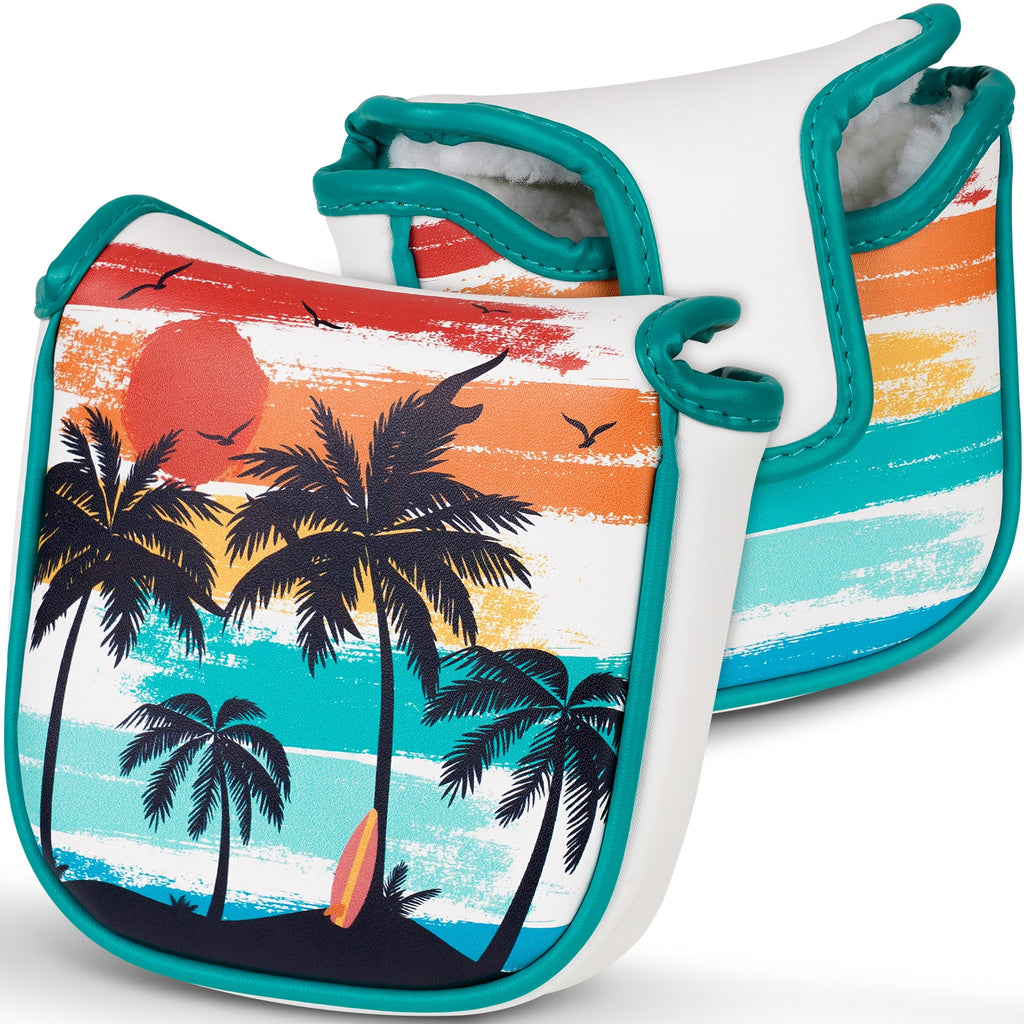 White PU Coconut Palm Golf Headcover Set