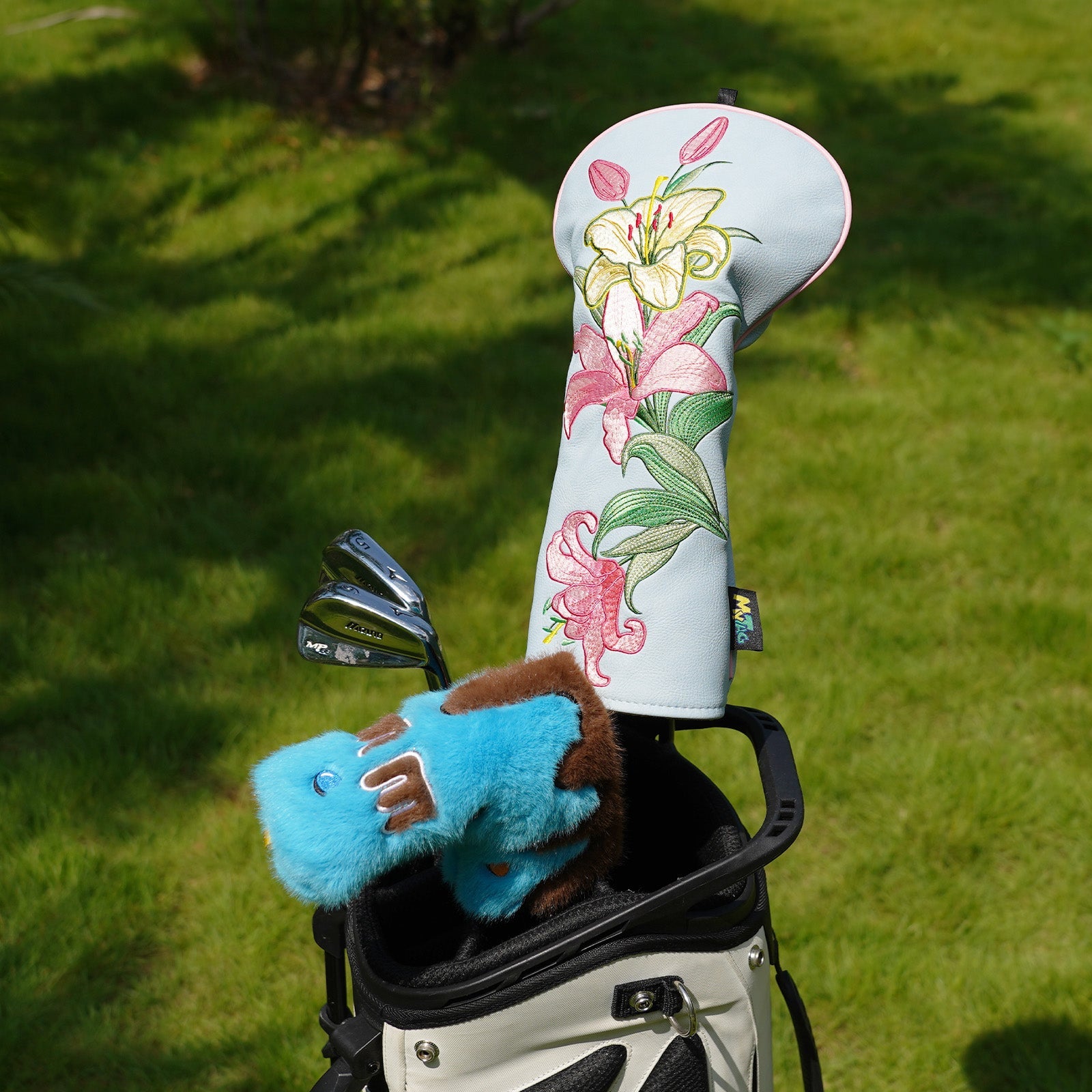 Blue PU Lily Driver Golf Headcover