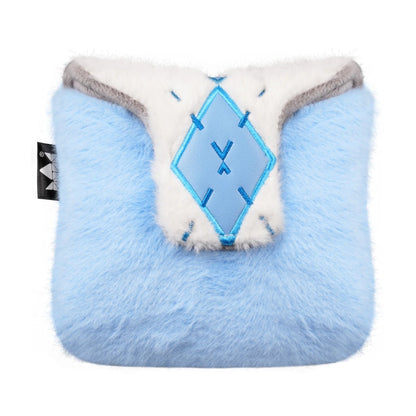 Elegant Blue & White Rhombus Plush Square Mallet Putter Cover