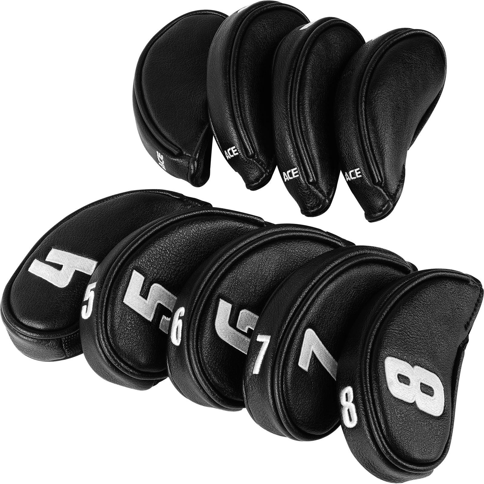 Balck Short Neck Iron Putter Head Cover 9pcs (4-9.P.A.S)