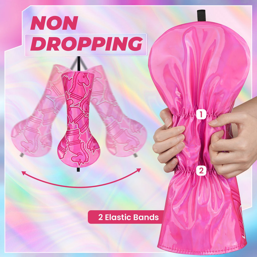 Pink Laser Unicorn Knight Embroidered Driver Head Cover