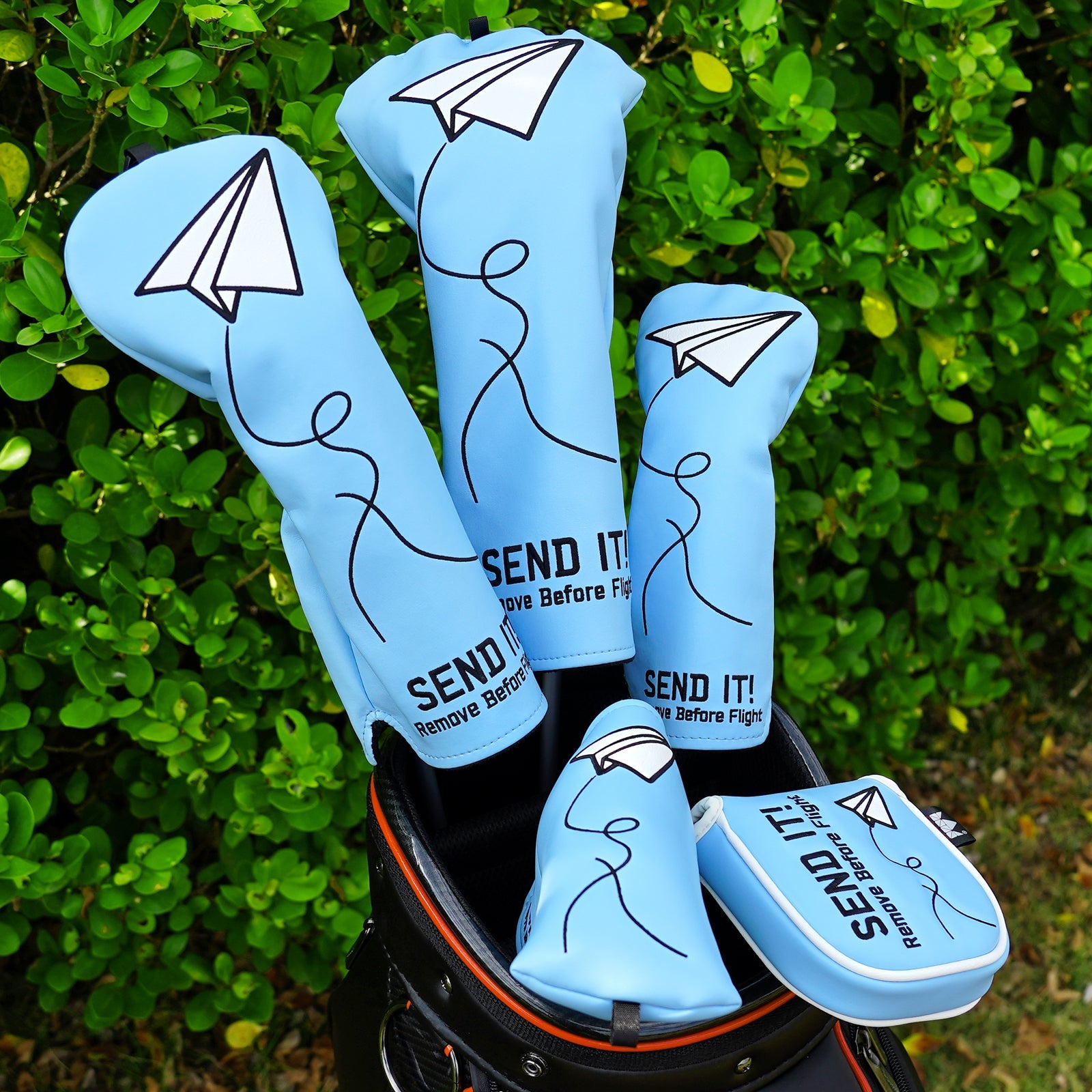 Paper Airplane Blue Square Mallet Putter Head Cover