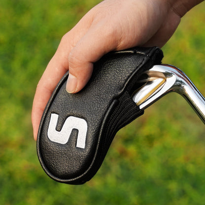 Balck Short Neck Iron Putter Head Cover 9pcs (4-9.P.A.S)