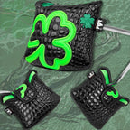 Black PU Crocodile Green Leaf Mallet Putter Head Cover
