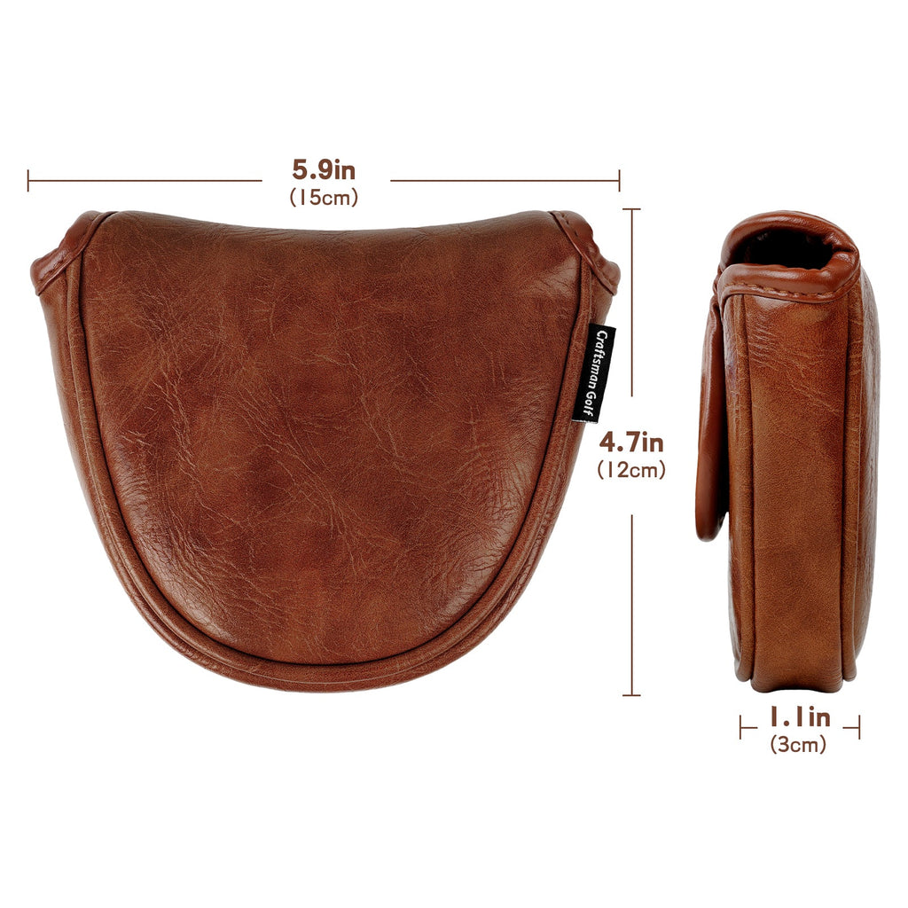 Vintage Brown Oiled Leather Golf Putter Headcover