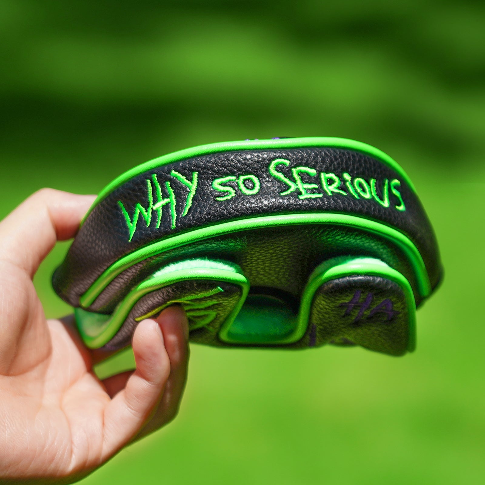 Purple Green HAHA Mallet Putter Golf Head Cover