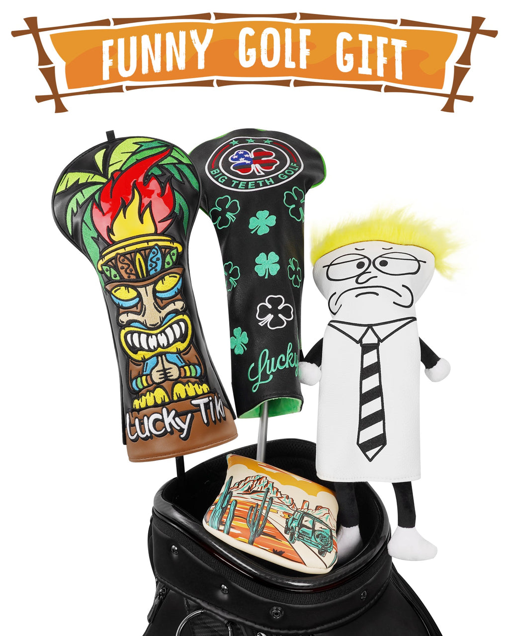 Blue Black Tiki Totem Driver Headcover