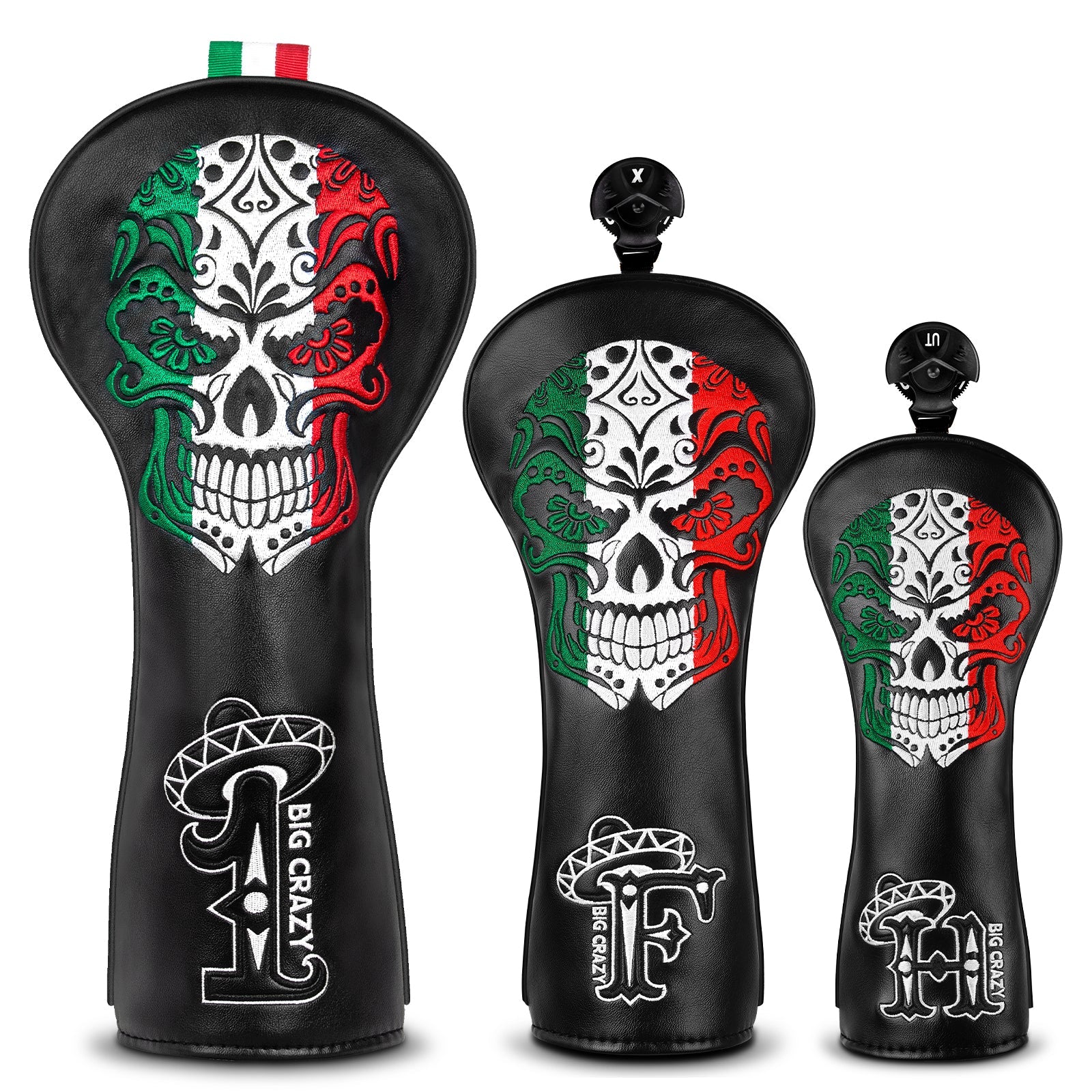 Black Mexican Day of the Dead Golf Head Cover Set