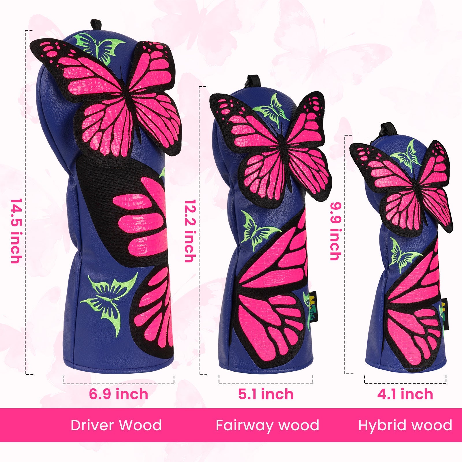 Blue Butterfly Driver Golf Headcover