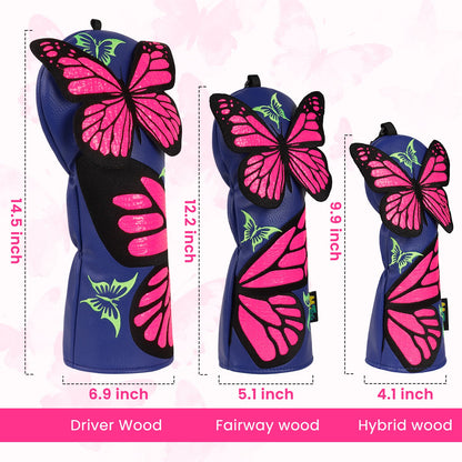 Blue Butterfly Driver Golf Headcover