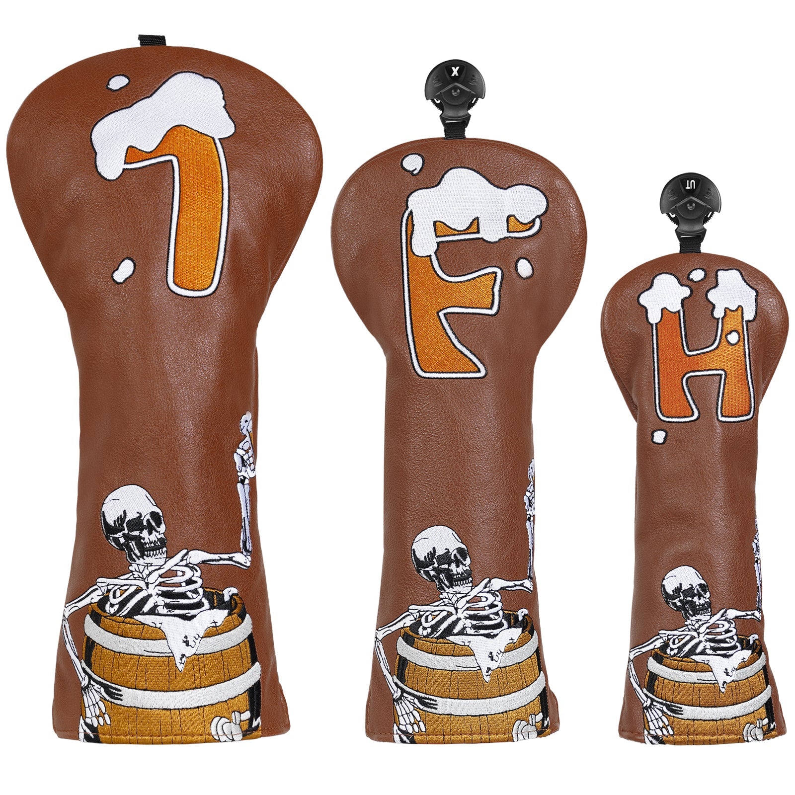Wine Barrel Skull Wood Head Cover