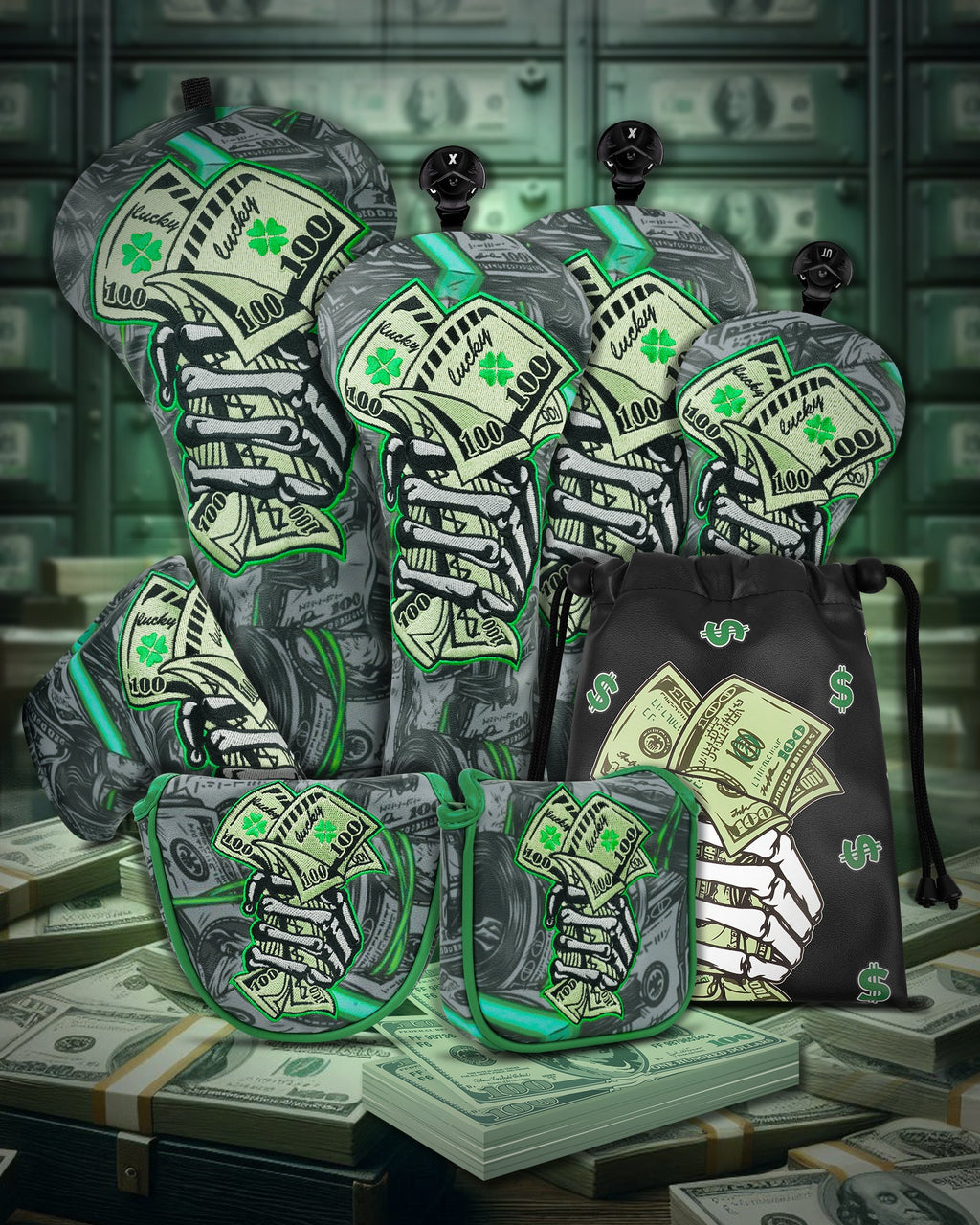 Black Lucky Coin Driver Head Cover Set