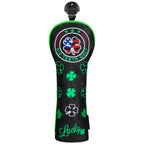 Black Leather Four-Leaf Clover Golf Headcover Set