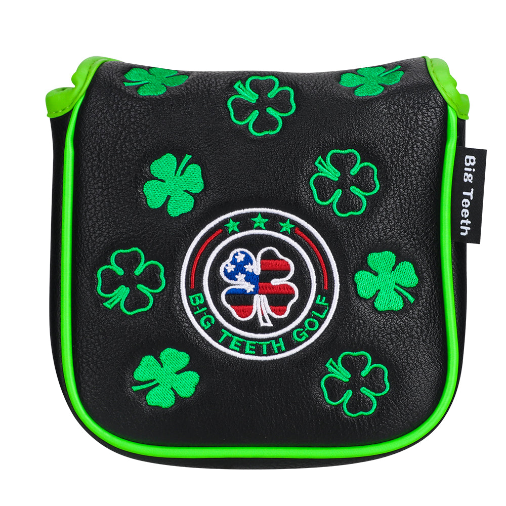 Black Leather Four-Leaf Clover Golf Headcover Set