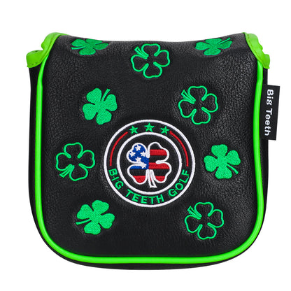 Black Leather Four-Leaf Clover Golf Headcover Set