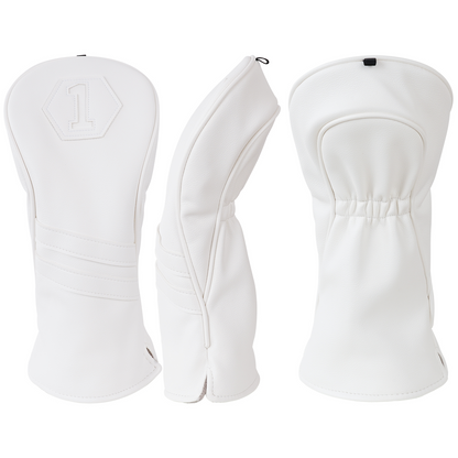 Plain White Driver Head Cover Set