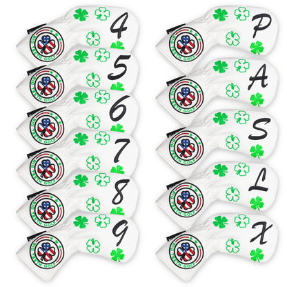 White Leather Four-Leaf Clover Golf Headcover Set