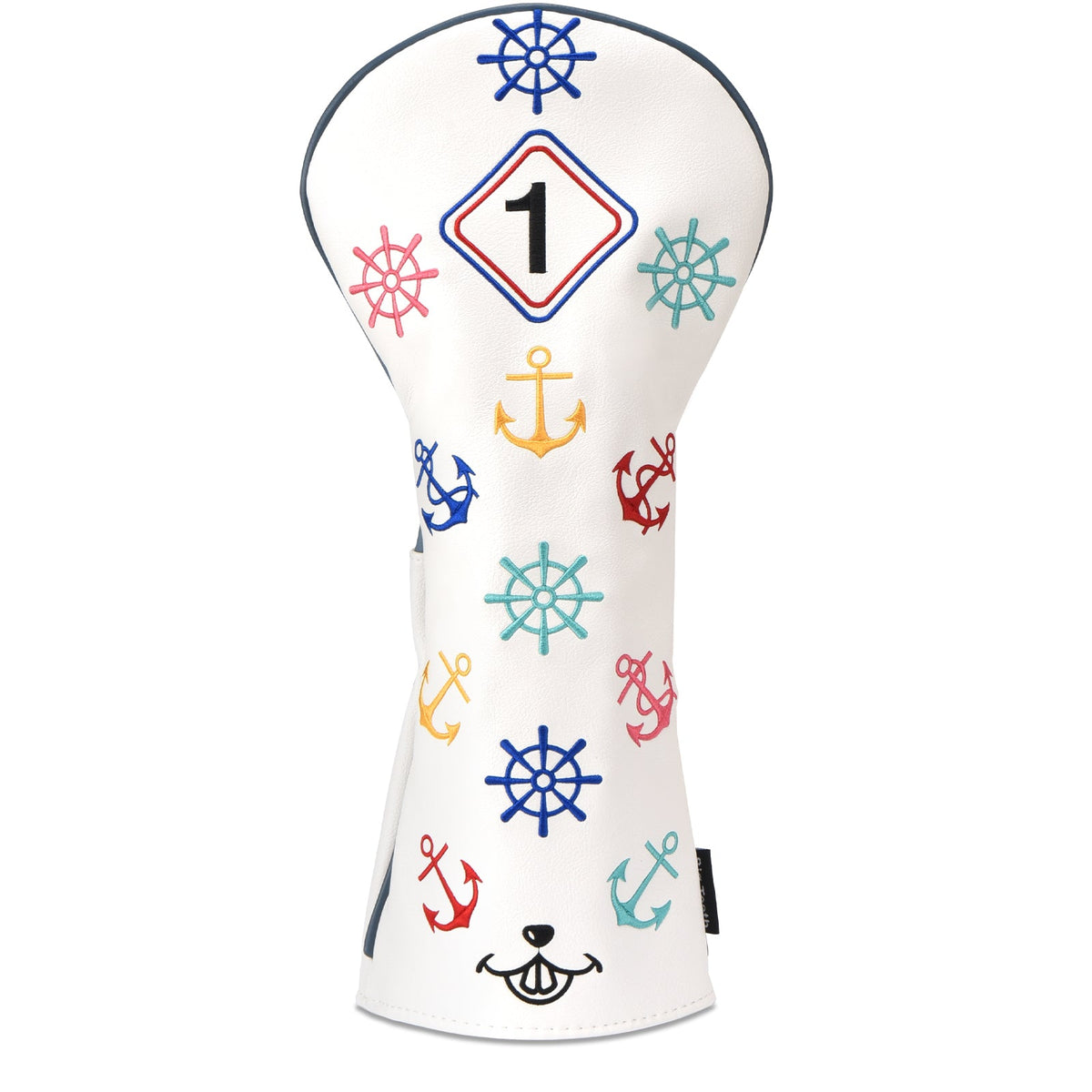 White Leather Rudder Wood Headcover Set