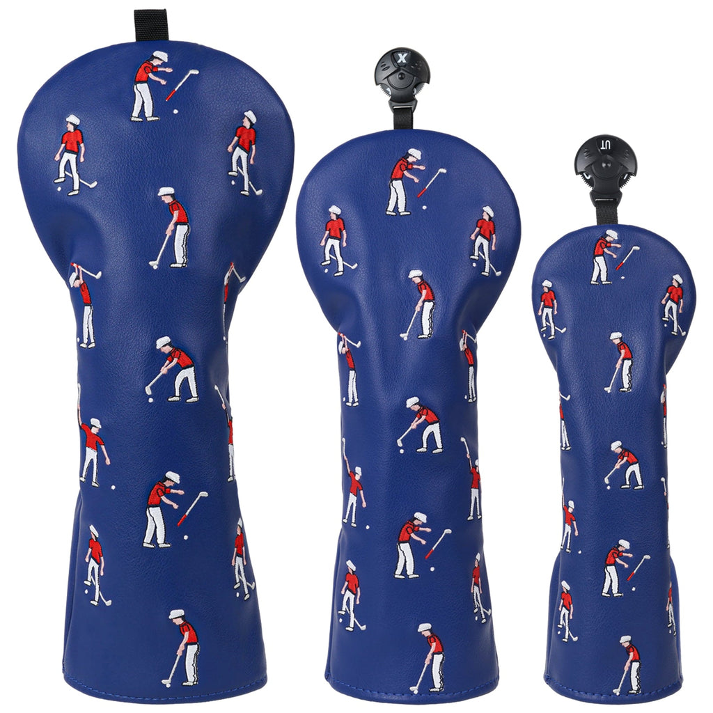 Blue Golfer Driver Head Cover Set