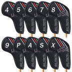 Black Embroidery Velcro Iron Headcover Set 10pcs