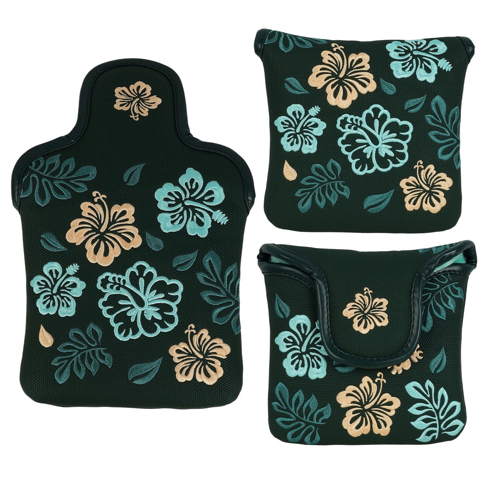 Green Rhododendron Embroidery Golf Putter Cover