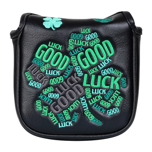 Black Green Luck Leaf Mallet Putter Head Cover